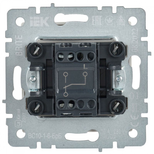 Выключатель проходной 1-кл. СП BRITE ВС10-1-6-БрБ 10А бел. IEK BR-V12-0-10-K01 BR-V12-0-10-K01