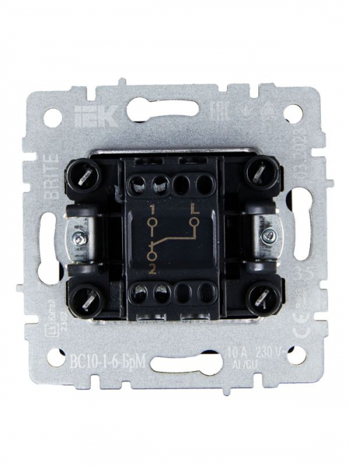 Выключатель проходной 1-кл. СП BRITE ВС10-1-6-БрМ 10А маренго IEK BR-V12-0-10-K35 BR-V12-0-10-K35