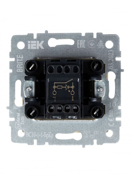 Выключатель 1-кл. СП BRITE ВС10-1-1-БрКр 10А с инд. беж. IEK BR-V10-1-10-K10 BR-V10-1-10-K10