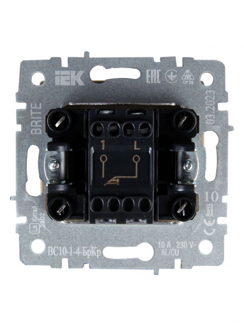 Выключатель 1-кл. СП BRITE ВС10-1-4-БрКр 10А самовозвратн. беж. IEK BR-V14-0-10-K10 BR-V14-0-10-K10