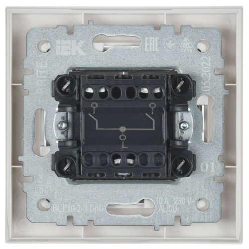 Выключатель 2-кл. СП BRITE ВСР10-2-0-БрБ 10А в сборе бел. IEK BR-V20-0-10-K01-F BR-V20-0-10-K01-F