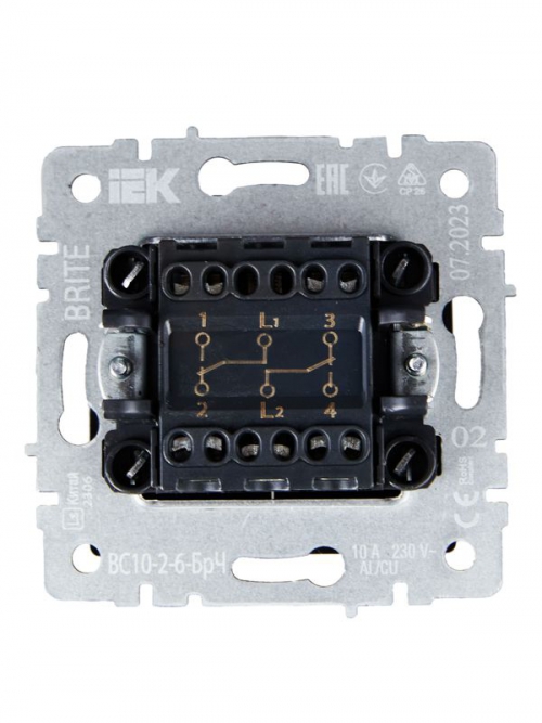 Выключатель проходной 2-кл. СП BRITE ВС10-2-6-БрЧ 10А черн. IEK BR-V22-0-10-K02 BR-V22-0-10-K02