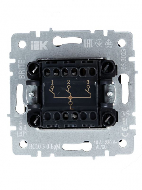 Выключатель 3-кл. СП BRITE ВС10-3-0-БрМ 10А маренго IEK BR-V30-0-10-K35 BR-V30-0-10-K35
