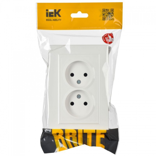 Розетка 2-м СП BRITE РС12-2-БрБ 10А в сборе без заземл. без защ. шторок бел. IEK BR-R20-10-K01-F BR-R20-10-K01-F