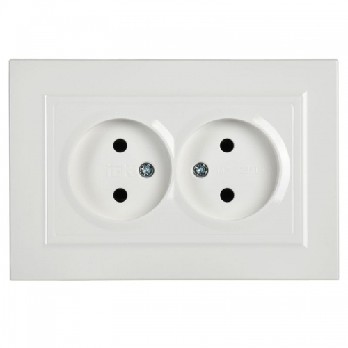 Розетка 2-м СП BRITE РС12-2-БрБ 10А в сборе без заземл. без защ. шторок бел. IEK BR-R20-10-K01-F BR-R20-10-K01-F
