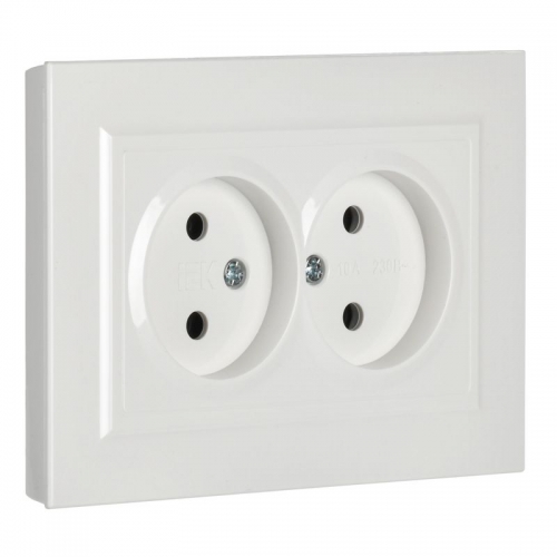 Розетка 2-м СП BRITE РС12-2-БрБ 10А в сборе без заземл. без защ. шторок бел. IEK BR-R20-10-K01-F BR-R20-10-K01-F
