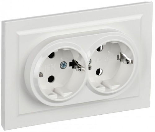 Розетка 2-м СП BRITE РС12-3-БрБ 16А в сборе с заземл. без защ. шторок бел. IEK BR-R21-16-K01-F BR-R21-16-K01-F