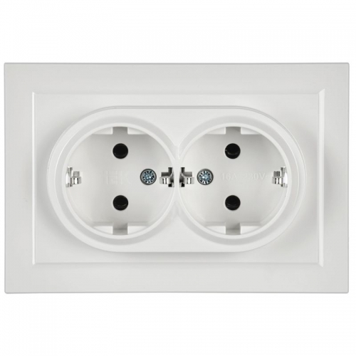 Розетка 2-м СП BRITE РС12-3-БрБ 16А в сборе с заземл. без защ. шторок бел. IEK BR-R21-16-K01-F BR-R21-16-K01-F