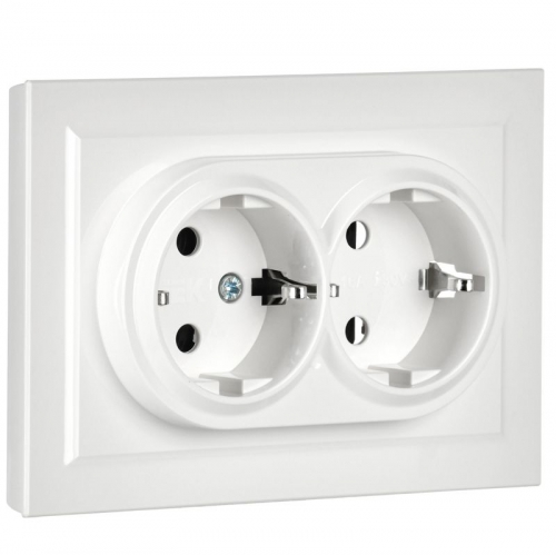 Розетка 2-м СП BRITE РС12-3-БрБ 16А в сборе с заземл. без защ. шторок бел. IEK BR-R21-16-K01-F BR-R21-16-K01-F