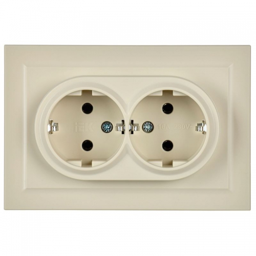 Розетка 2-м СП BRITE РС12-3-БрКр 16А в сборе с заземл. без защ. шторок беж. IEK BR-R21-16-K10-F BR-R21-16-K10-F