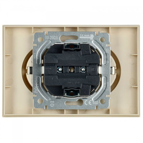 Розетка 2-м СП BRITE РС12-3-БрКр 16А в сборе с заземл. без защ. шторок беж. IEK BR-R21-16-K10-F BR-R21-16-K10-F