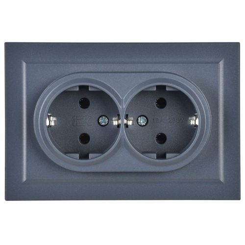 Розетка 2-м СП BRITE РС12-3-БрМ 16А в сборе с заземл. без защ. шторок маренго IEK BR-R21-16-K35-F BR-R21-16-K35-F