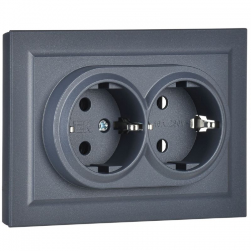 Розетка 2-м СП BRITE РС12-3-БрМ 16А в сборе с заземл. без защ. шторок маренго IEK BR-R21-16-K35-F BR-R21-16-K35-F