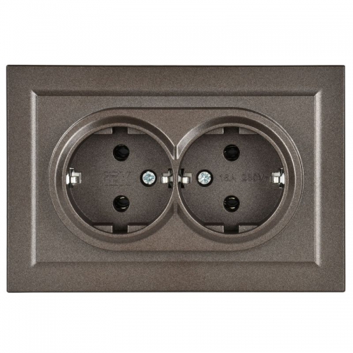 Розетка 2-м СП BRITE РС12-3-БрТБ 16А в сборе с заземл. без защ. шторок бронза IEK BR-R21-16-K45-F BR-R21-16-K45-F