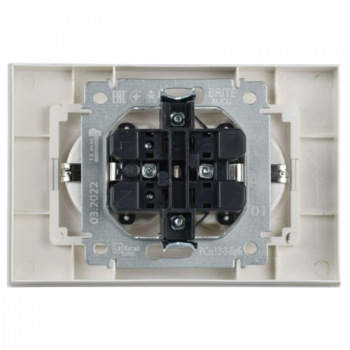 Розетка 2-м СП BRITE РСш12-3-БрБ 16А в сборе с заземл. защ. шторки бел. IEK BR-R24-16-K01-F BR-R24-16-K01-F