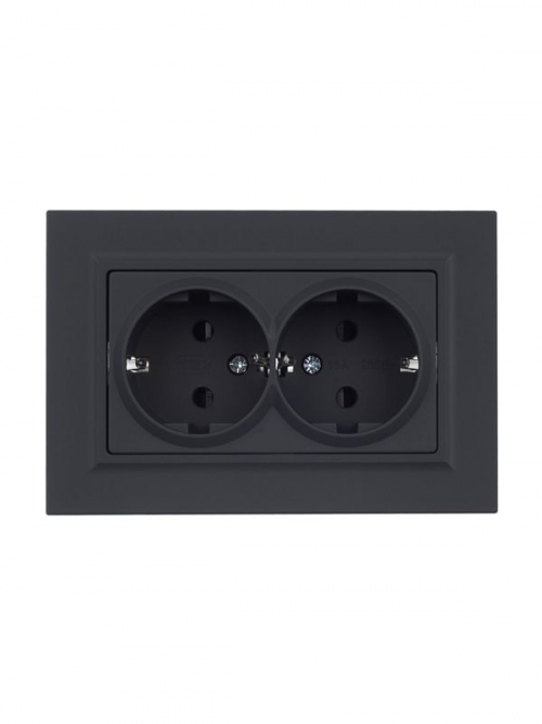Розетка 2-м СП BRITE РСш12-3-БрГ 16А в сборе с заземл. защ. шторки графит IEK BR-R24-16-K53-F BR-R24-16-K53-F