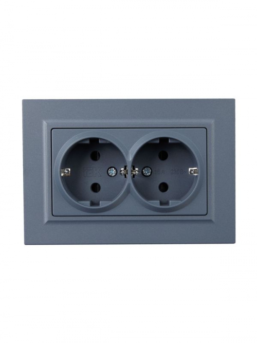 Розетка 2-м СП BRITE РСш12-3-БрМ 16А в сборе с заземл. защ. шторки маренго IEK BR-R24-16-K35-F BR-R24-16-K35-F