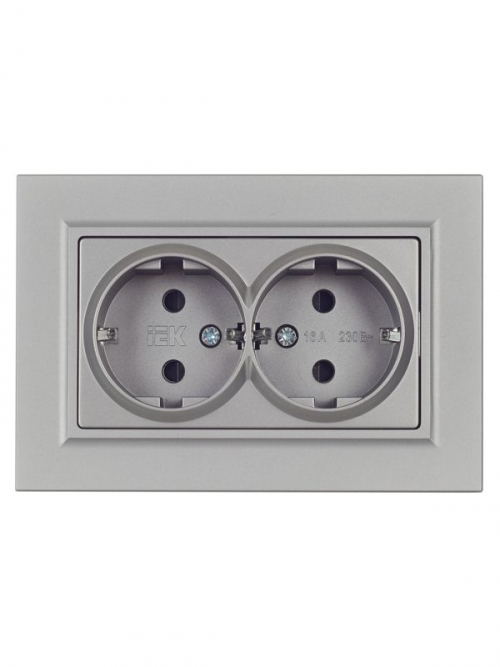 Розетка 2-м СП BRITE РСш12-3-БрС 16А в сборе с заземл. защ. шторки сталь IEK BR-R24-16-K46-F BR-R24-16-K46-F
