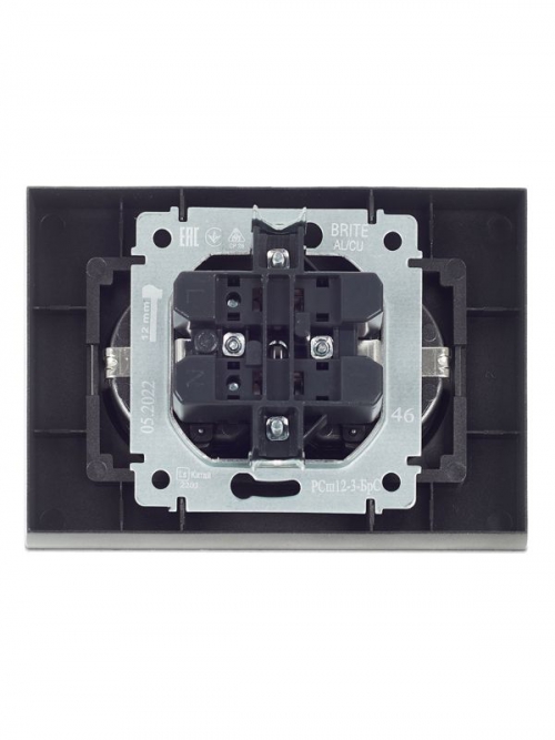 Розетка 2-м СП BRITE РСш12-3-БрС 16А в сборе с заземл. защ. шторки сталь IEK BR-R24-16-K46-F BR-R24-16-K46-F