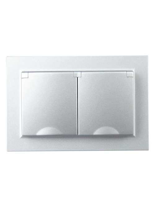 Розетка 2-м СП BRITE РСбш12-3-44-БрА 16А в сборе IP44 с крышкой алюм. IEK BR-R26-16-44-K47-F BR-R26-16-44-K47-F