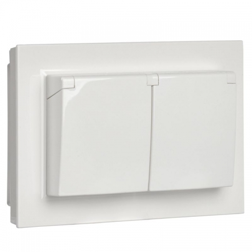 Розетка 2-м СП BRITE РСбш12-3-44-БрБ 16А в сборе IP44 с крышкой бел. IEK BR-R26-16-44-K01-F BR-R26-16-44-K01-F