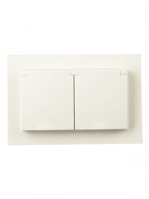 Розетка 2-м СП BRITE РСбш12-3-44-БрКр 16А в сборе IP44 с крышкой беж. IEK BR-R26-16-44-K10-F BR-R26-16-44-K10-F