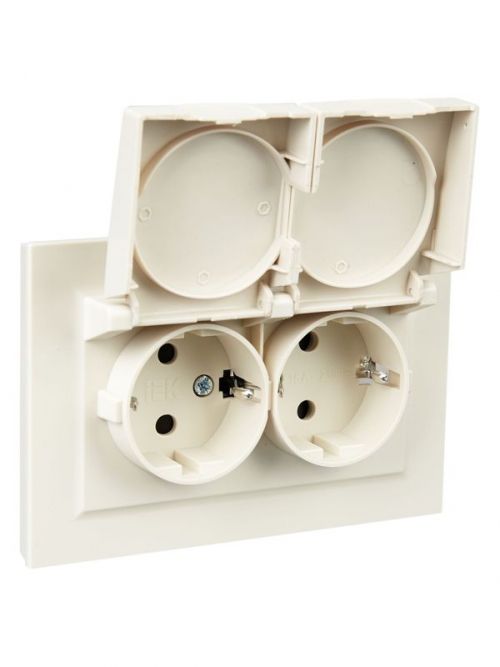 Розетка 2-м СП BRITE РСбш12-3-44-БрКр 16А в сборе IP44 с крышкой беж. IEK BR-R26-16-44-K10-F BR-R26-16-44-K10-F