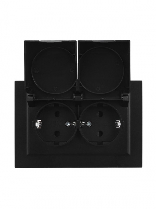Розетка 2-м СП BRITE РСбш12-3-44-БрЧ 16А в сборе IP44 с крышкой черн. IEK BR-R26-16-44-K02-F BR-R26-16-44-K02-F
