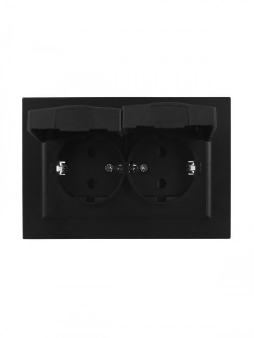 Розетка 2-м СП BRITE РСбш12-3-44-БрЧ 16А в сборе IP44 с крышкой черн. IEK BR-R26-16-44-K02-F BR-R26-16-44-K02-F