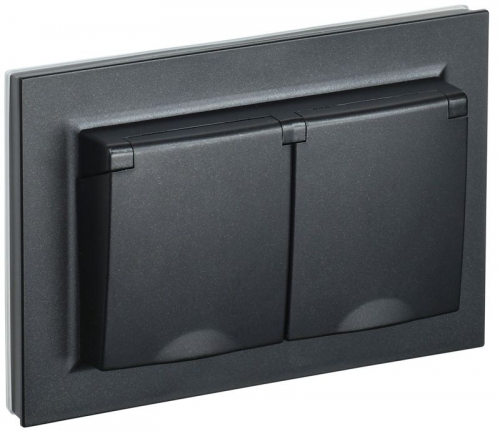 Розетка 2-м СП BRITE РСбш12-3-44-БрЧ 16А в сборе IP44 с крышкой черн. IEK BR-R26-16-44-K02-F BR-R26-16-44-K02-F