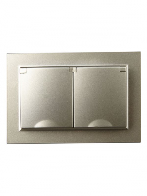 Розетка 2-м СП BRITE РСбш12-3-44-БрШ 16А в сборе IP44 с крышкой шампань IEK BR-R26-16-44-K37-F BR-R26-16-44-K37-F