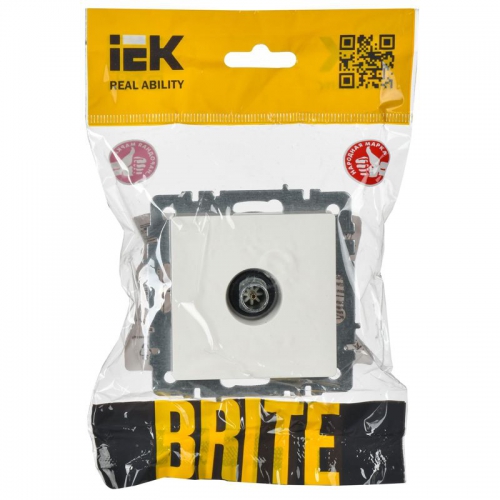 Розетка телевизионная оконечная TV СП Brite РТВ11-0-БрБ бел. IEK BR-A10-O-K01 BR-A10-O-K01