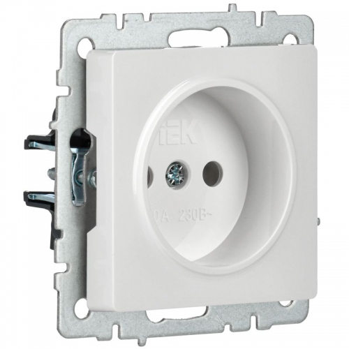 Розетка BRITE РС10-1-0-БрБ 10А без заземл. без защ. шторок бел. IEK BR-R10-10-K01 BR-R10-10-K01