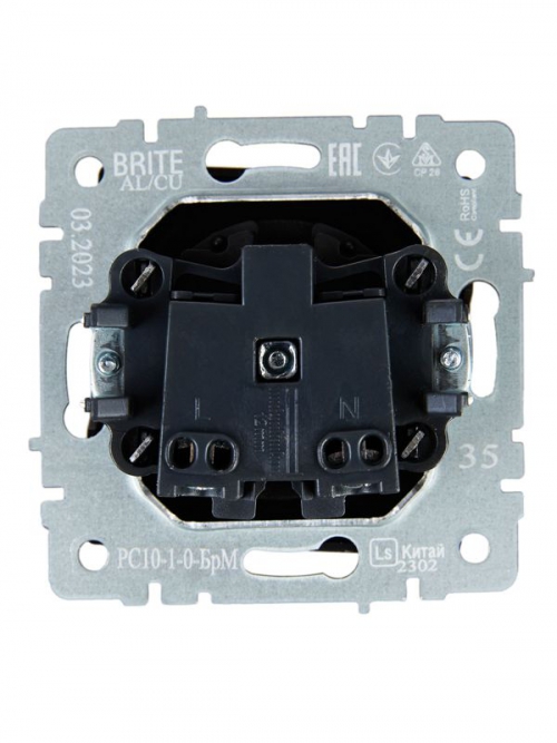 Розетка 1-м СП BRITE РС10-1-0-БрМ 10А без заземл. без защ. шторок маренго IEK BR-R10-10-K35 BR-R10-10-K35