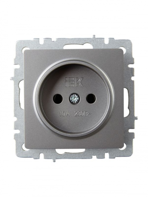 Розетка 1-м СП BRITE РС10-1-0-БрС 10А без заземл. без защ. шторок сталь IEK BR-R10-10-K46 BR-R10-10-K46