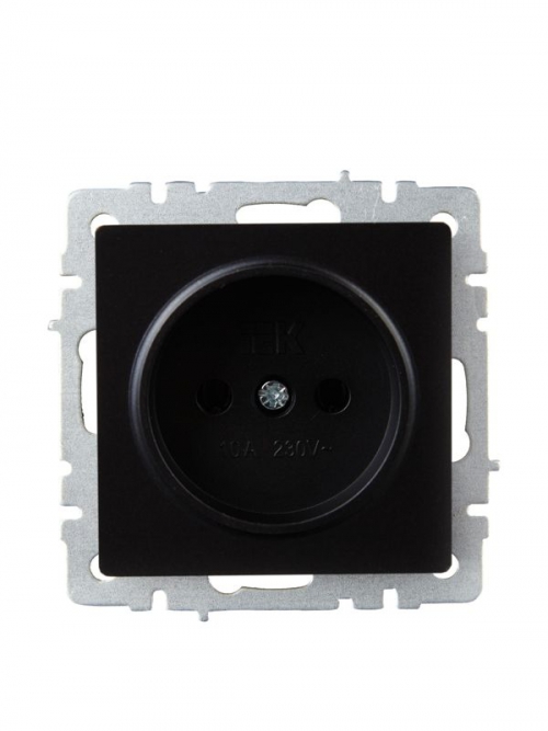 Розетка BRITE РС10-1-0-БрЧ 10А без заземл. без защ. шторок черн. IEK BR-R10-10-K02 BR-R10-10-K02