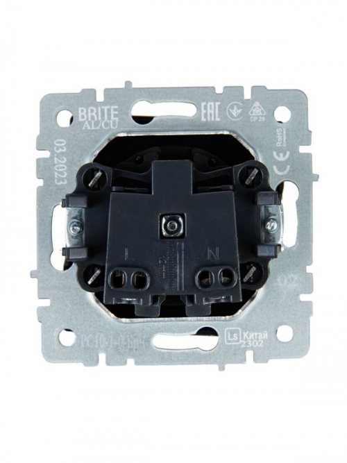 Розетка BRITE РС10-1-0-БрЧ 10А без заземл. без защ. шторок черн. IEK BR-R10-10-K02 BR-R10-10-K02