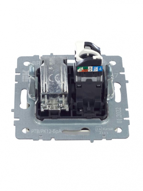 Розетка компьютерная + телевизионная 2-м Brite РТВ/РК12-БрА RJ45 кат.5E + TV алюм. IEK BR-AK20-1-K47 BR-AK20-1-K47