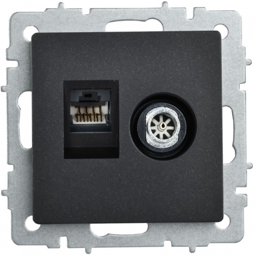 Розетка компьютерная + телевизионная 2-м Brite РТВ/РК12-БрЧ RJ45 кат.5E + TV черн. IEK BR-AK20-1-K02 BR-AK20-1-K02