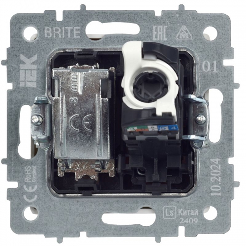 Розетка компьютерная + телевизионная 2-м Brite РТВ/РК12-БрЧ RJ45 кат.5E + TV черн. IEK BR-AK20-1-K02 BR-AK20-1-K02