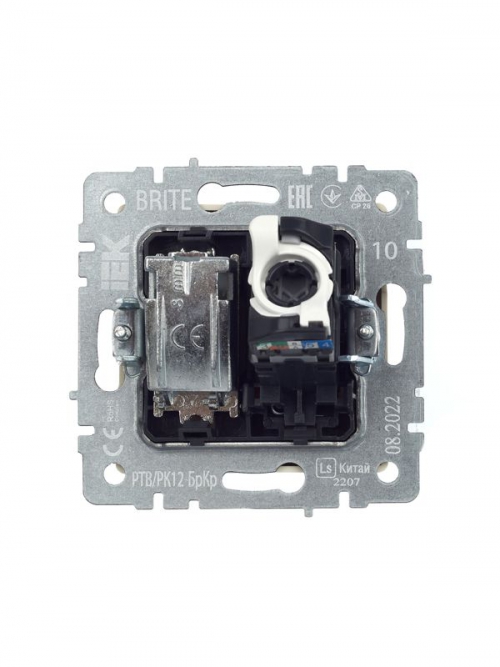 Розетка компьютерная + телевизионная 2-м Brite РТВ/РК12-БрКр RJ45 кат.5E + TV беж. IEK BR-AK20-1-K10 BR-AK20-1-K10