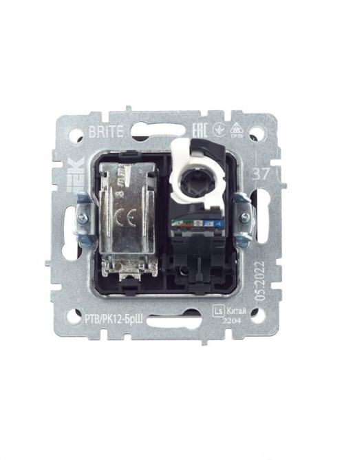 Розетка компьютерная + телевизионная 2-м Brite РТВ/РК12-БрШ RJ45 кат.5E + TV шампань IEK BR-AK20-1-K37 BR-AK20-1-K37