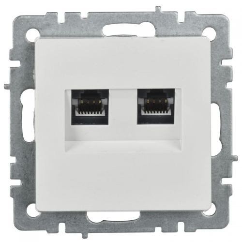 Розетка компьютерная двойная СП RJ45 кат.5E BRITE РК10-2-БрБ бел. IEK BR-K20-1-K01 BR-K20-1-K01