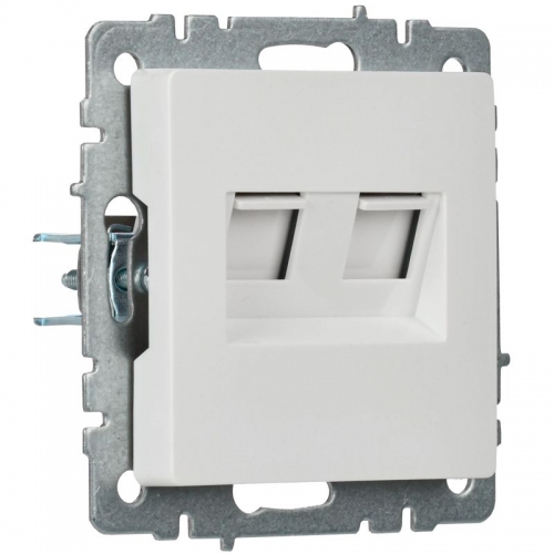 Розетка компьютерная двойная СП RJ45 кат.5E BRITE РК10-2-БрБ бел. IEK BR-K20-1-K01 BR-K20-1-K01