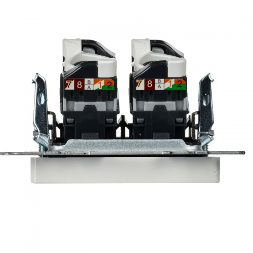 Розетка компьютерная двойная СП RJ45 кат.5E BRITE РК10-2-БрБ бел. IEK BR-K20-1-K01 BR-K20-1-K01