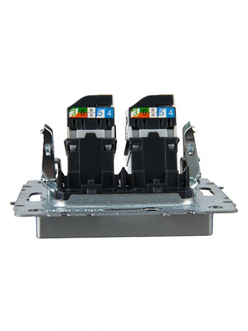 Розетка компьютерная двойная СП RJ45 кат.5E BRITE РК10-2-БрА алюм. IEK BR-K20-1-K47 BR-K20-1-K47