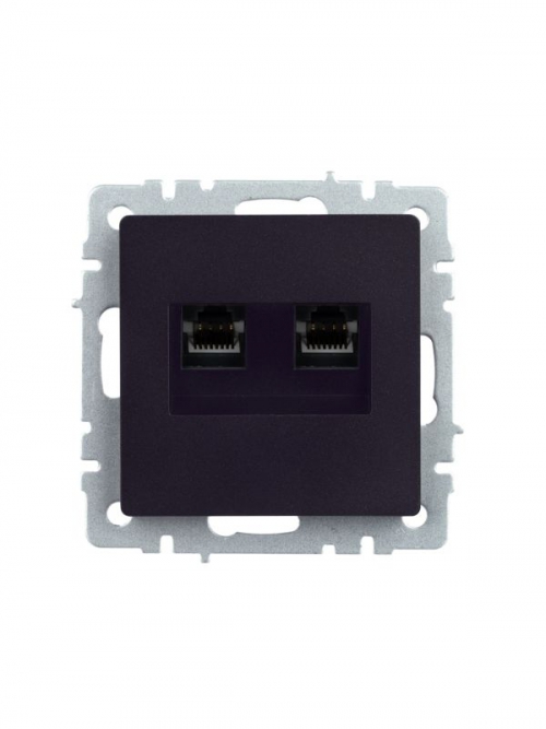 Розетка компьютерная двойная СП RJ45 кат.5E BRITE РК10-2-БрЧ черн. IEK BR-K20-1-K02 BR-K20-1-K02