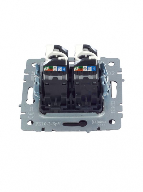 Розетка компьютерная двойная СП RJ45 кат.5E BRITE РК10-2-БрЧ черн. IEK BR-K20-1-K02 BR-K20-1-K02