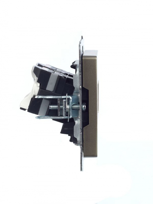 Розетка компьютерная двойная СП RJ45 кат.5E BRITE РК10-2-БрШ шампань IEK BR-K20-1-K37 BR-K20-1-K37