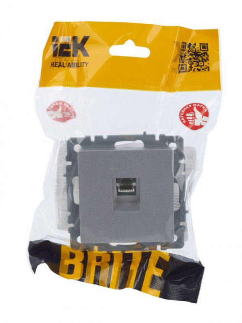 Розетка компьютерная СП RJ45 кат.5E BRITE РК10-БрА алюм. IEK BR-K10-1-K47 BR-K10-1-K47